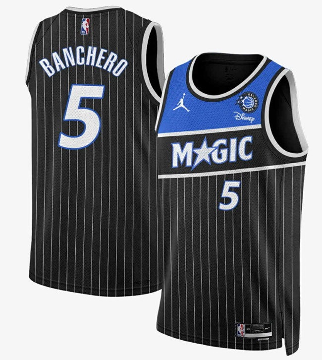 Men Orlando Magic #5 Paolo Banchero Black 2025 New Generation of Magic Stitched Basketball Jersey