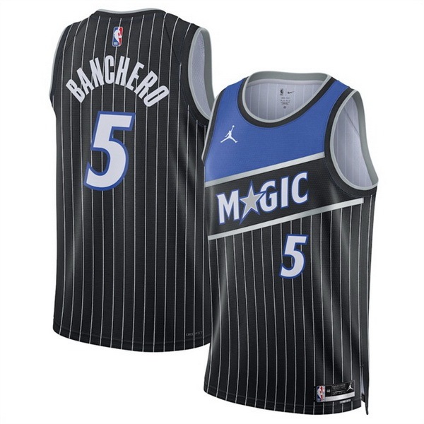 Men Orlando Magic #5 Paolo Banchero Black 2025 Statement Edition Stitched Basketball Jersey