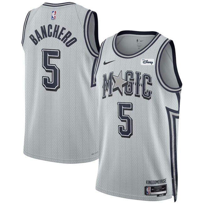 Men Orlando Magic #5 Paolo Banchero Silver 2024 25 City Edition Stitched Basketball Jersey