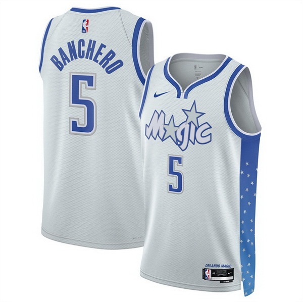 Men Orlando Magic #5 Paolo Banchero Silver 2025 26 City Edition Stitched Basketball Jersey
