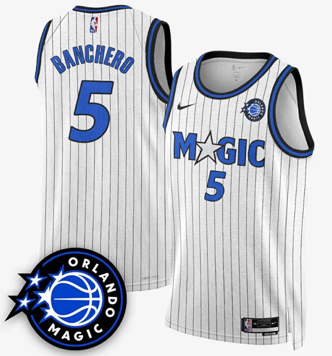 Men Orlando Magic #5 Paolo Banchero White 2025 New Generation of Magic Stitched Basketball Jersey