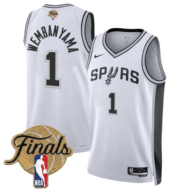 Men San Antonio Spurs #1 Victor Wembanyama White 2026 Finals Patch Association Edition Stitched Basketball Jersey