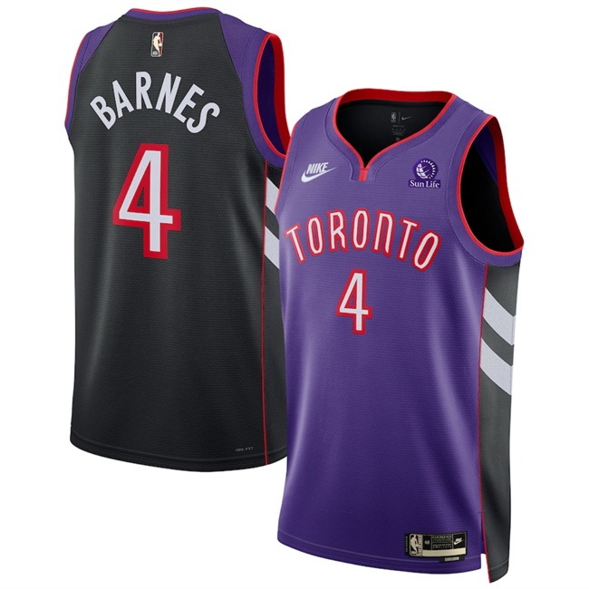 Men Toronto Raptors #4 Scottie Barnes Purple 2024 25 Classic Edition Swingman Stitched Basketball Jersey