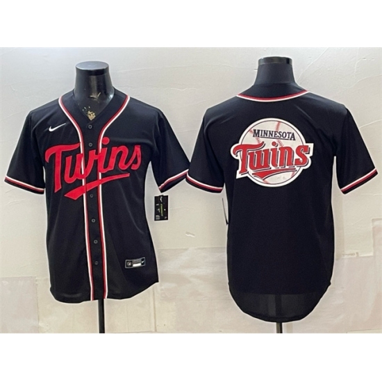 Men's Minnesota Twins Team Big Logo 2026 Fashion Replica Black Out Stitched Baseball Jersey