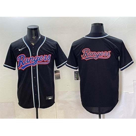 Men's Texas Rangers Team Big Logo 2026 Fashion Replica Black Out Stitched Baseball Jersey