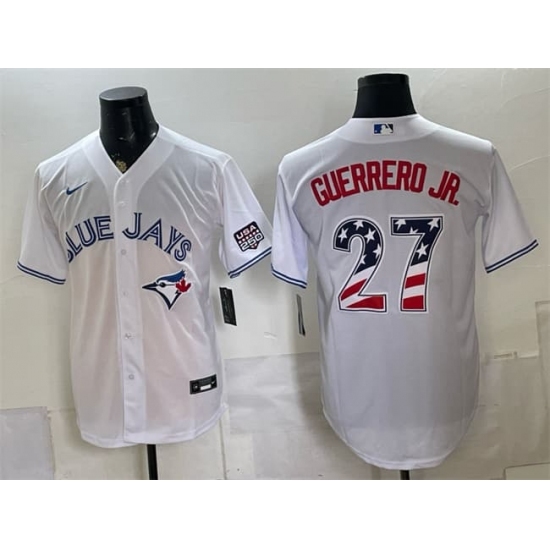 Men's Toronto Blue Jays #27 Vladimir Guerrero Jr. White 2026 USA 250 Fourth of July Stitched Baseball Jersey