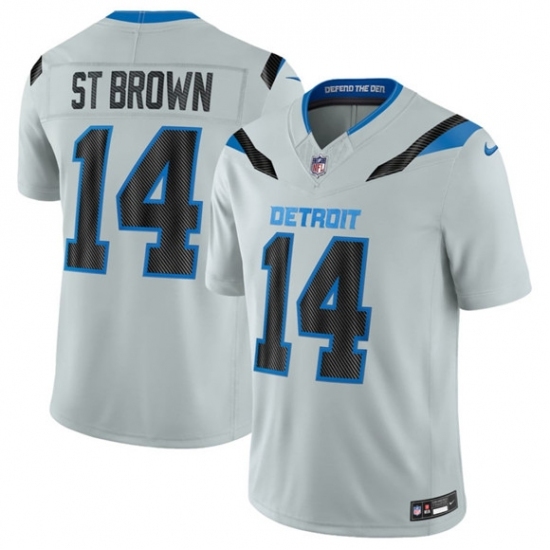 Men's Detroit Lions #14 Amon-Ra St. Brown Silver 2026 F.U.S.E. Rivalries Collection Limited Football Stitched Jersey