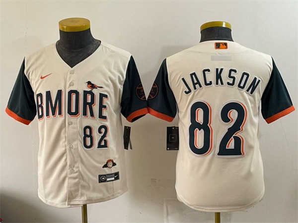 Youth Baltimore Orioles 82 Jeremiah Jackson Natural 2026 City Connect Stadium Stitched Baseball Jersey