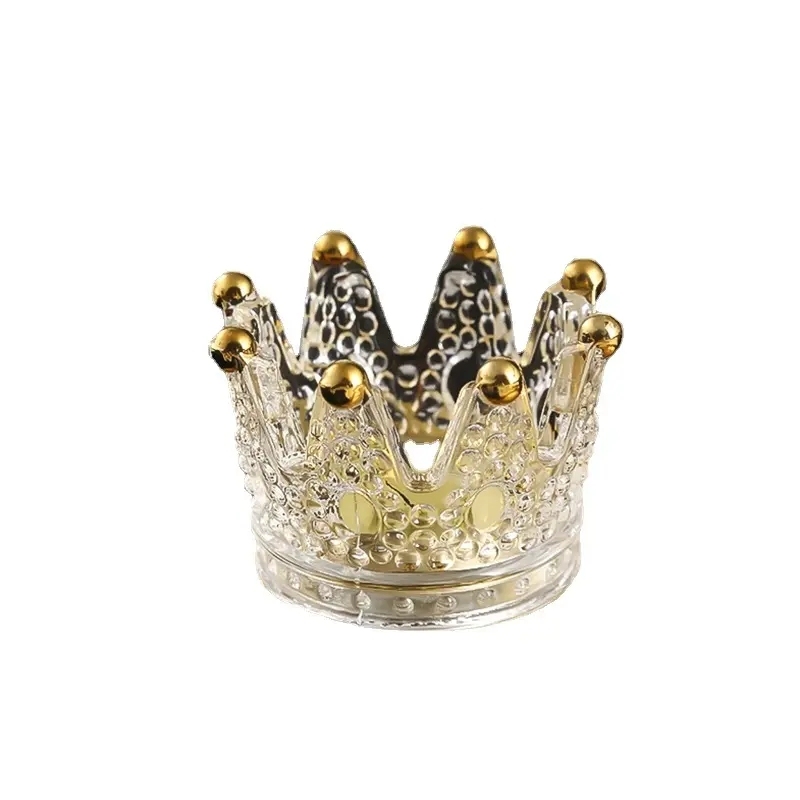 Gold crown Crystal Candle Holder