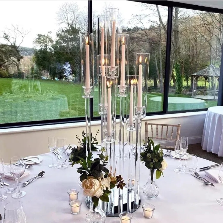 Candelabra Metal Crystal Candlesticks for Tealight Candles