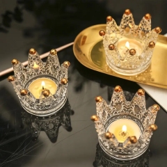 Gold crown Crystal Candle Holder