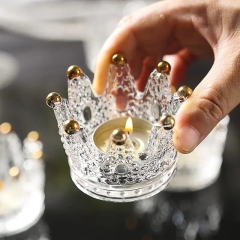 Gold crown Crystal Candle Holder