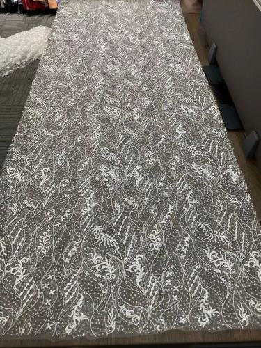 Wholesale Africa sequin textile fabric beaded lace for wedding dress