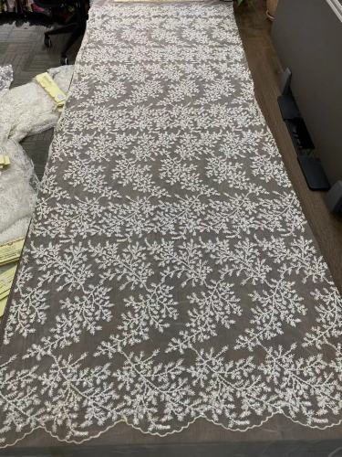 Wholesale Africa sequin textile fabric beaded lace for wedding dress