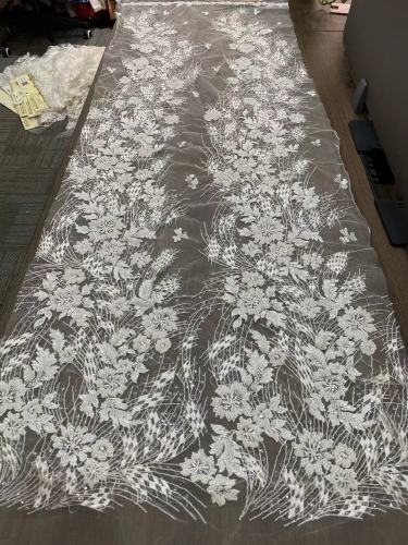 Wholesale High Quality Haute Couture Full Beaded Floral Bridal Dress Embroidery Wedding Beaded lace fabric