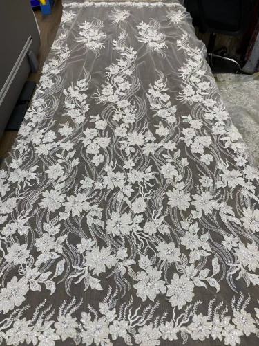 Bridal Fabric Luxury Embroidery Beads Sequins Lace Siss Lace Fabric for Party Wear