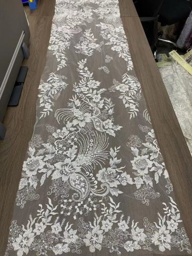 The gorgeous nigerian sequins tulle Polyester colorful embroidery tulle wedding gowns Dress lace Fabric
