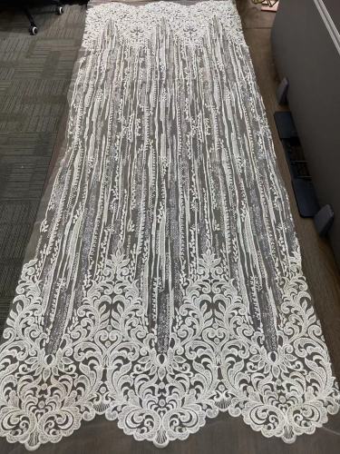 Wholesale Africa sequin textile fabric beaded lace for wedding dress