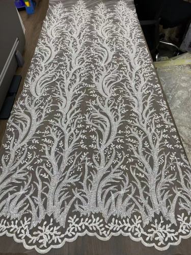 The gorgeous nigerian sequins tulle Polyester colorful embroidery tulle wedding gowns Dress lace Fabric