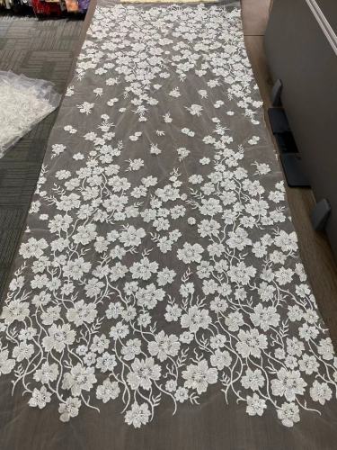 Wedding Fabric White Embroidery Beaded Lace Fabric Glitter French Lace for dress