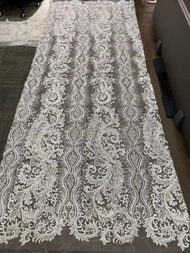 The gorgeous nigerian sequins tulle Polyester colorful embroidery tulle wedding gowns Dress lace Fabric