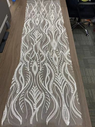 Wholesale Africa sequin textile fabric beaded lace for wedding dress
