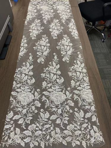 Harvest hot sale products heavy beads sequins luxury bridal lace fabric for weddings dress