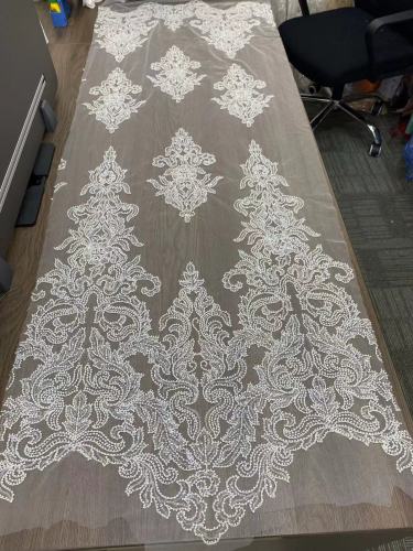 The gorgeous nigerian sequins tulle Polyester colorful embroidery tulle wedding gowns Dress lace Fabric