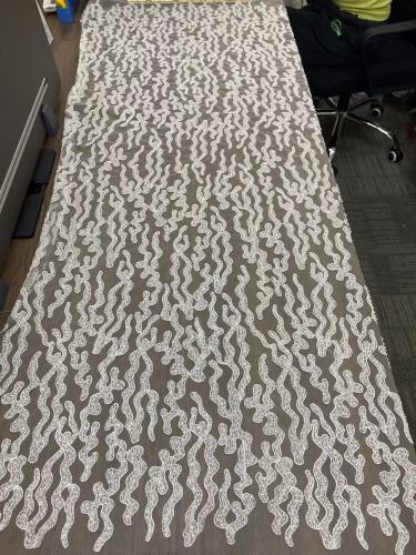 Newfashioned white French sequin floral embroidery lace wedding fabrics