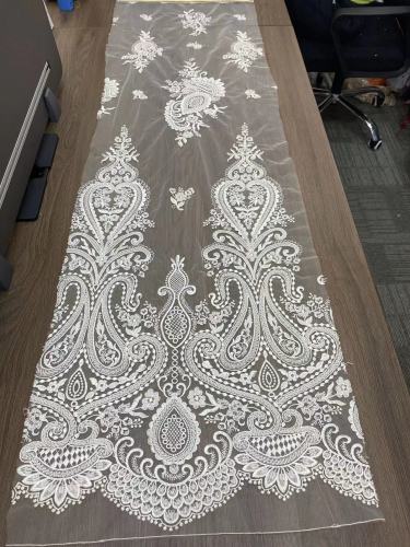 Wholesale Africa sequin textile fabric beaded lace for wedding dress