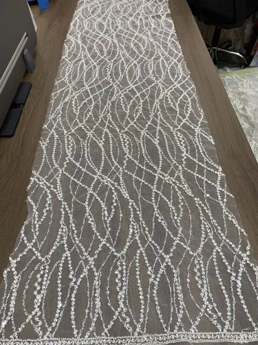 Newfashioned white French sequin floral embroidery lace wedding fabrics