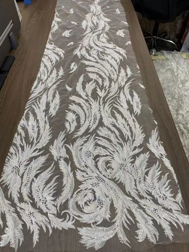 Wedding accessories embroidery ivory bridal lace fabric of good quality