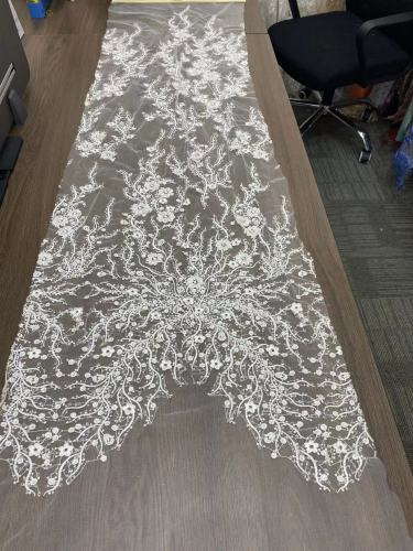 Crystal Sequins Bridal Luxury Embroidery Beads Wedding Tulle White Beaded Lace Fabric