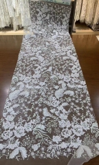 French Sequence Lace Fabric Beads White Bridal Laces Wedding Embroidery Fabric