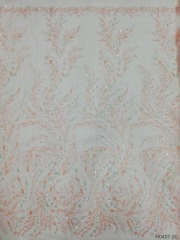 Wholesale Africa sequin textile fabric beaded lace for wedding dress