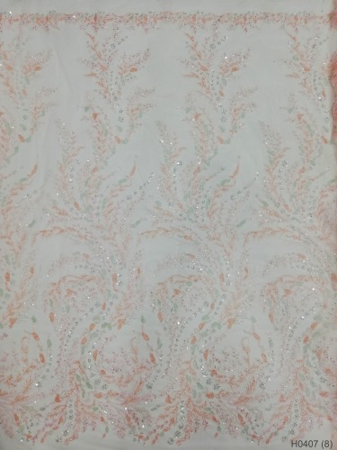 Wholesale Africa sequin textile fabric beaded lace for wedding dress