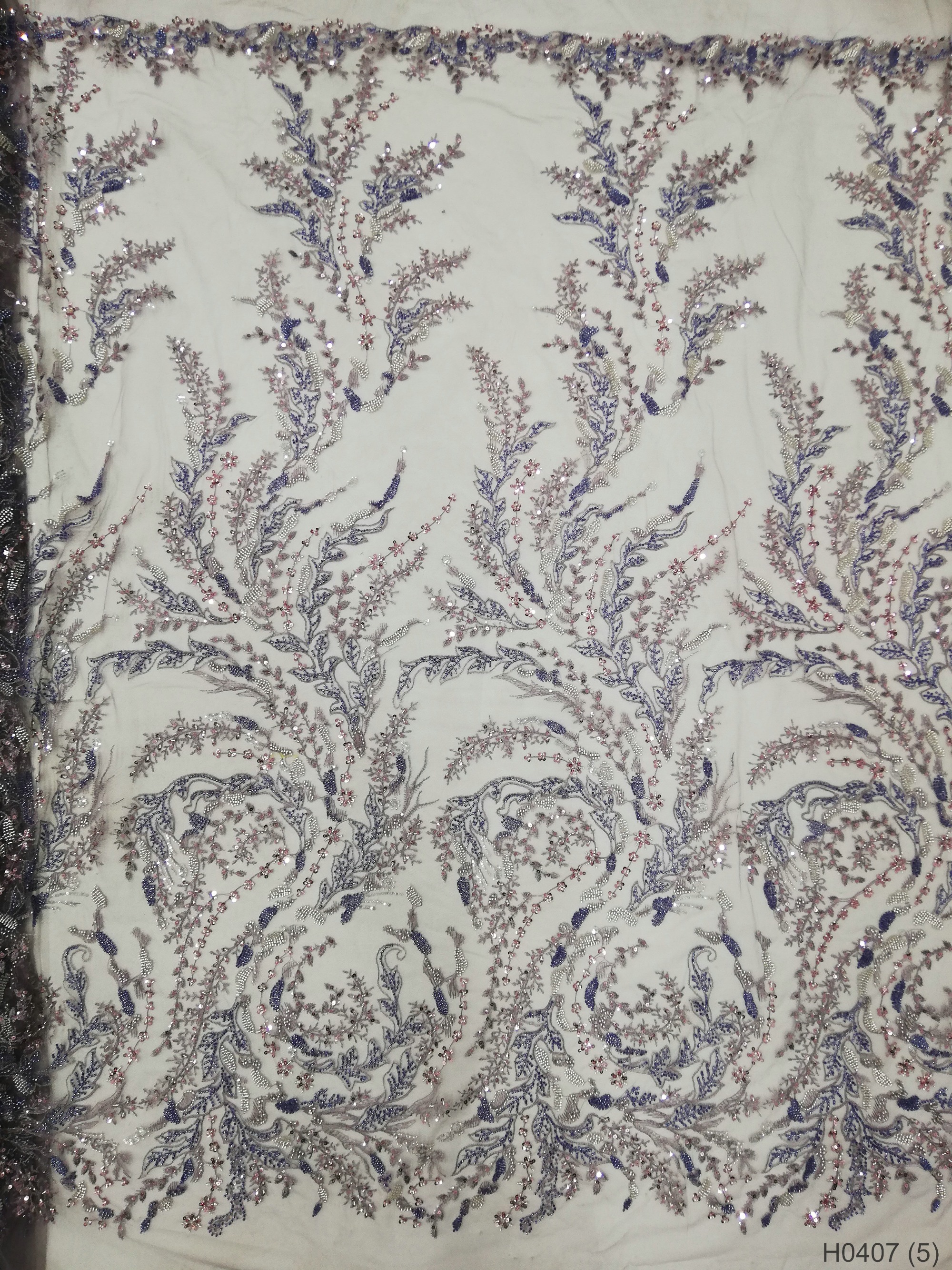 Wholesale Africa sequin textile fabric beaded lace for wedding dress