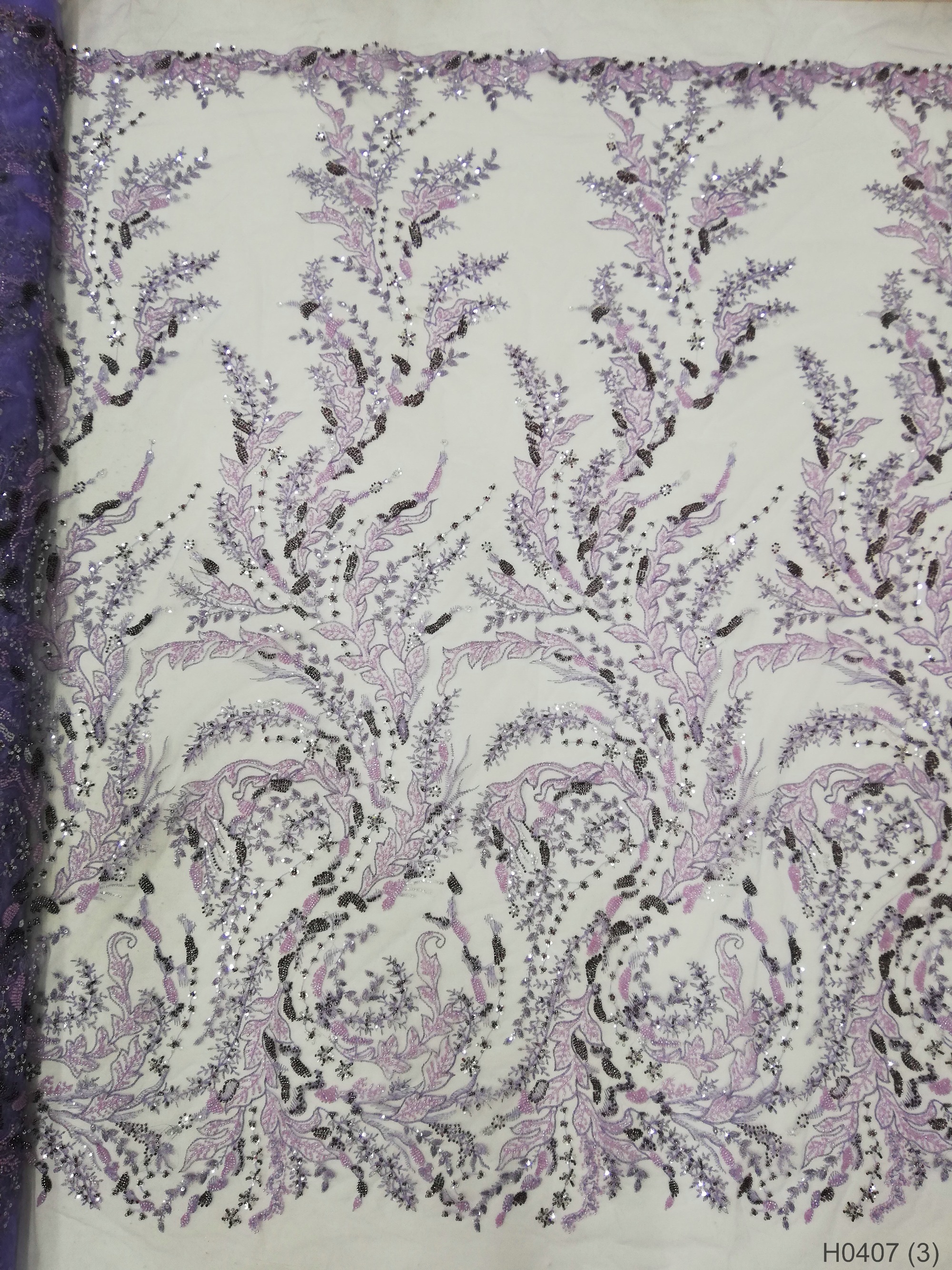 Wholesale Africa sequin textile fabric beaded lace for wedding dress