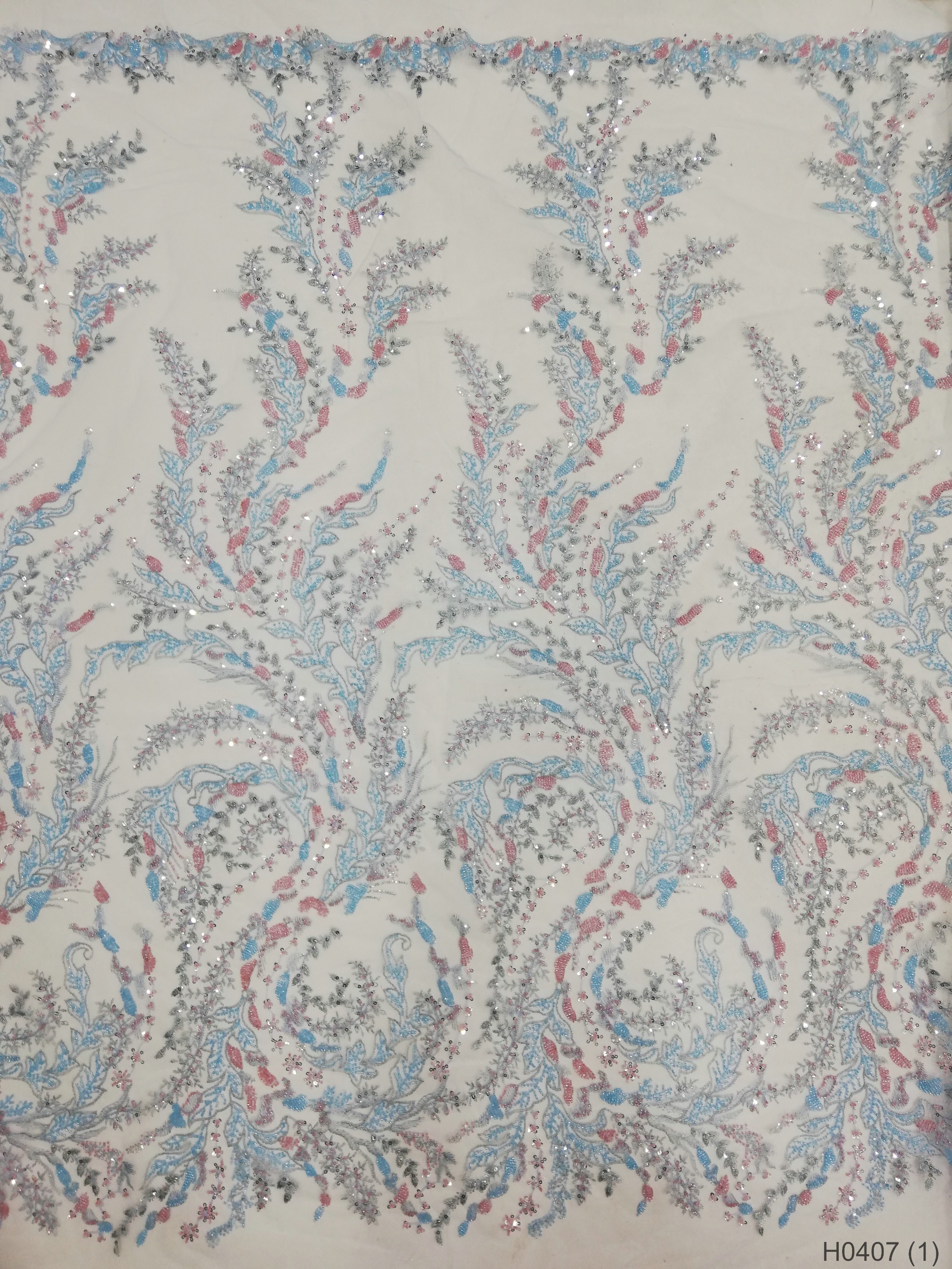 Wholesale Africa sequin textile fabric beaded lace for wedding dress