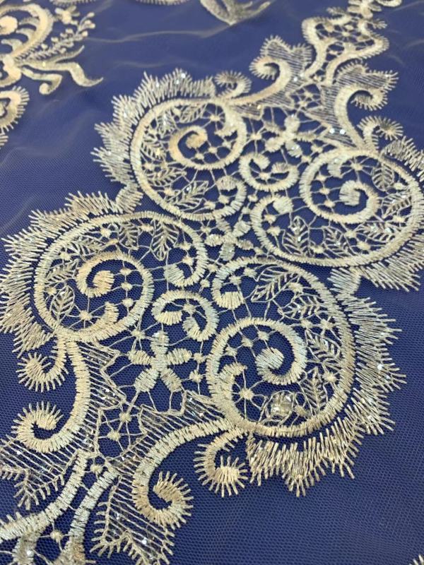 African White Wedding Sequence Dress Crustal Beads Sequins Luxury Embroidery Fabric Lace 100% Polyester Embroidered Elastic