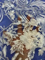 African White Wedding Sequence Dress Crustal Beads Sequins Luxury Embroidery Fabric Lace 100% Polyester Embroidered Elastic