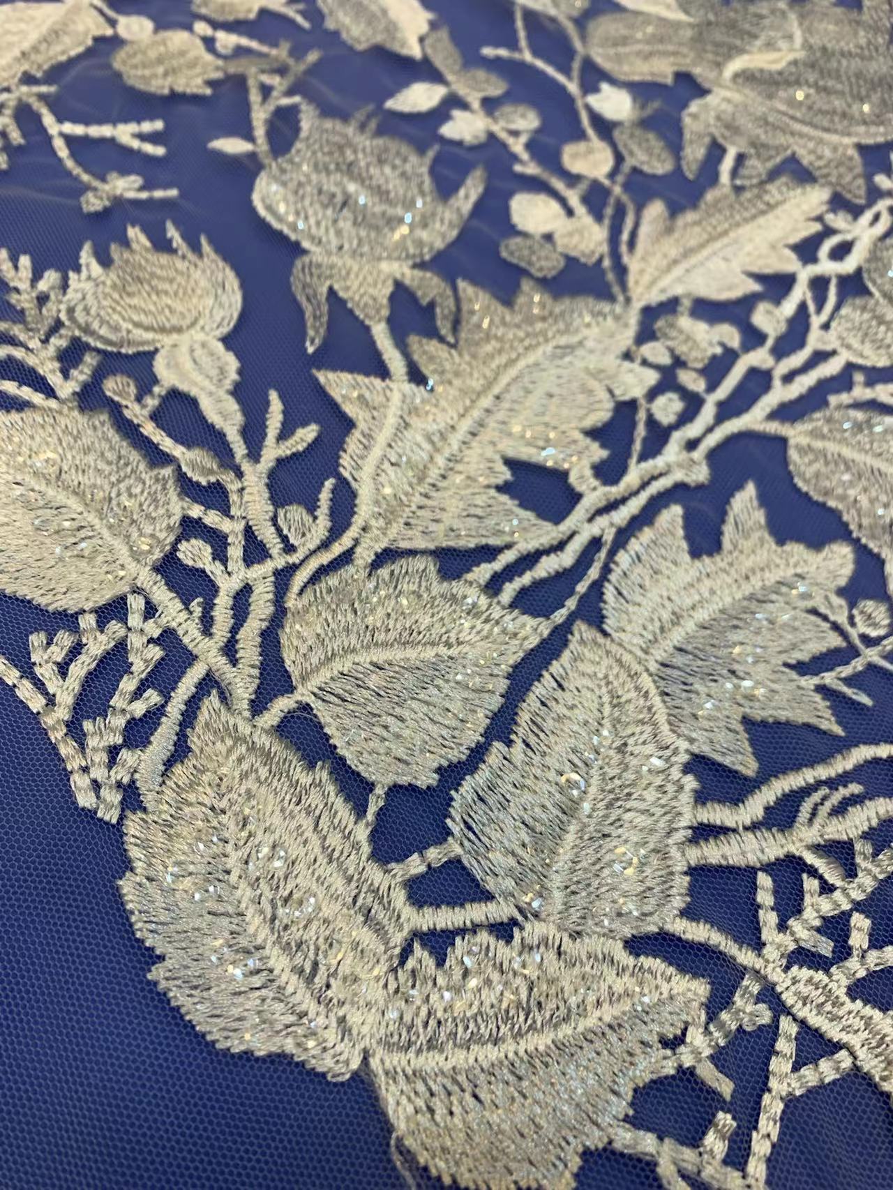 African White Wedding Sequence Dress Crustal Beads Sequins Luxury Embroidery Fabric Lace 100% Polyester Embroidered Elastic