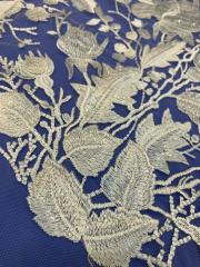 African White Wedding Sequence Dress Crustal Beads Sequins Luxury Embroidery Fabric Lace 100% Polyester Embroidered Elastic