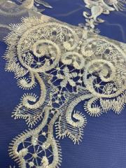 African White Wedding Sequence Dress Crustal Beads Sequins Luxury Embroidery Fabric Lace 100% Polyester Embroidered Elastic