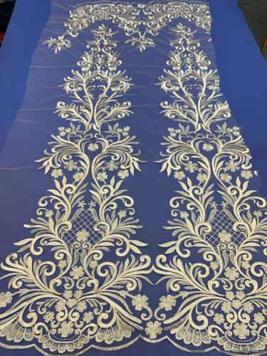 Bridal Crystal Sequins Heavy Beaded Fabric Wholesale Sequin Textile Fabric White Beaded Lace