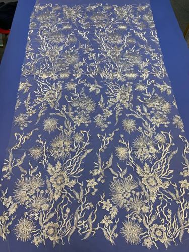 Wholesale French Sequins Lace Fabrics African Tulle Beaded Embroidery Sequin Bridal Lace for dress