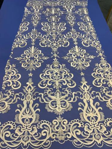 The gorgeous nigerian sequins tulle Polyester colorful embroidery tulle wedding gowns Dress lace Fabric