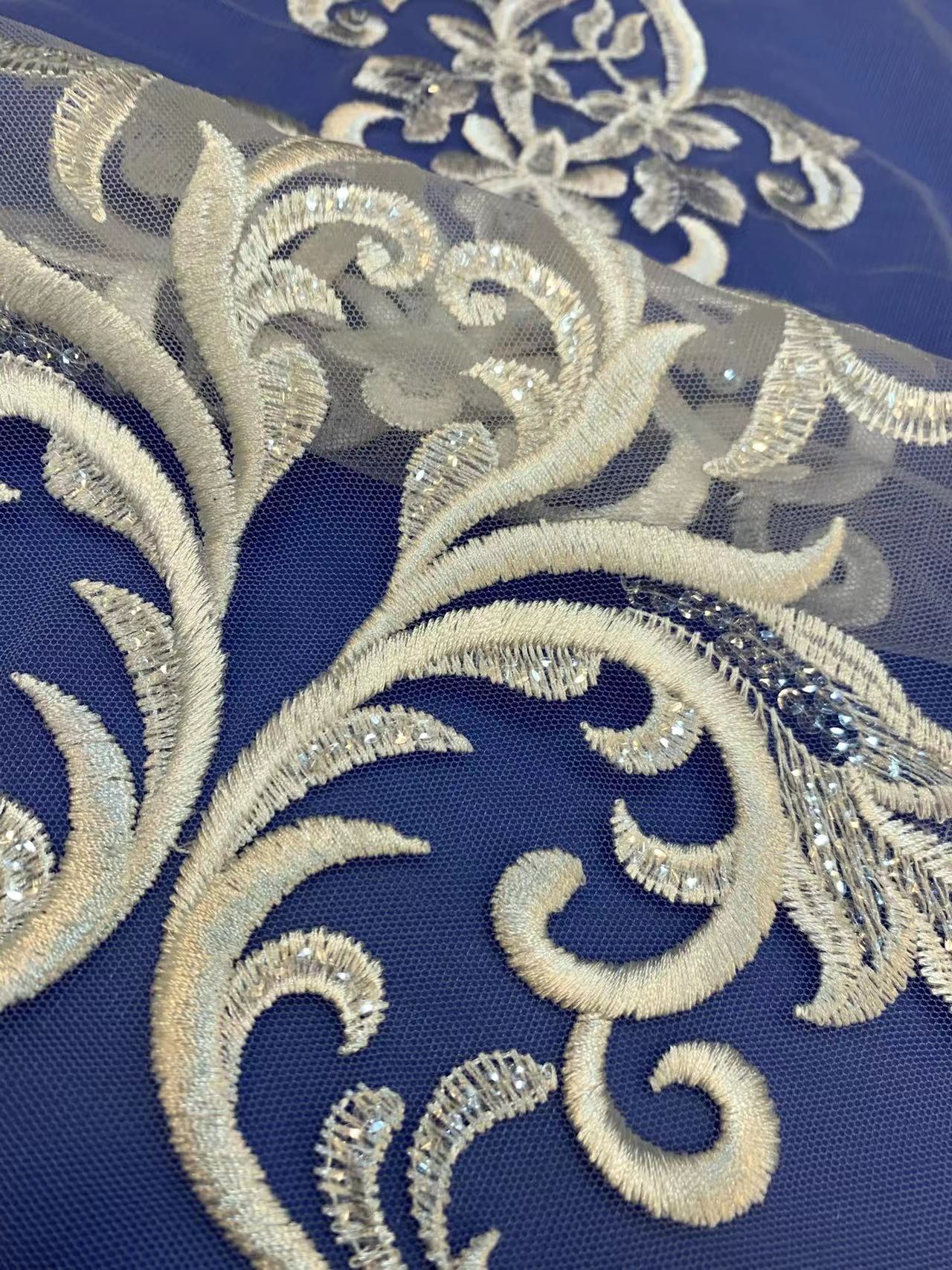 Wholesale heavy best style fashion beautiful sequin net multi color selection glitter wedding lace fabric