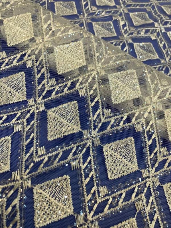 African White Wedding Sequence Dress Crustal Beads Sequins Luxury Embroidery Fabric Lace 100% Polyester Embroidered Elastic