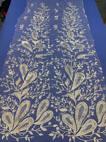 The gorgeous nigerian sequins tulle Polyester colorful embroidery tulle wedding gowns Dress lace Fabric